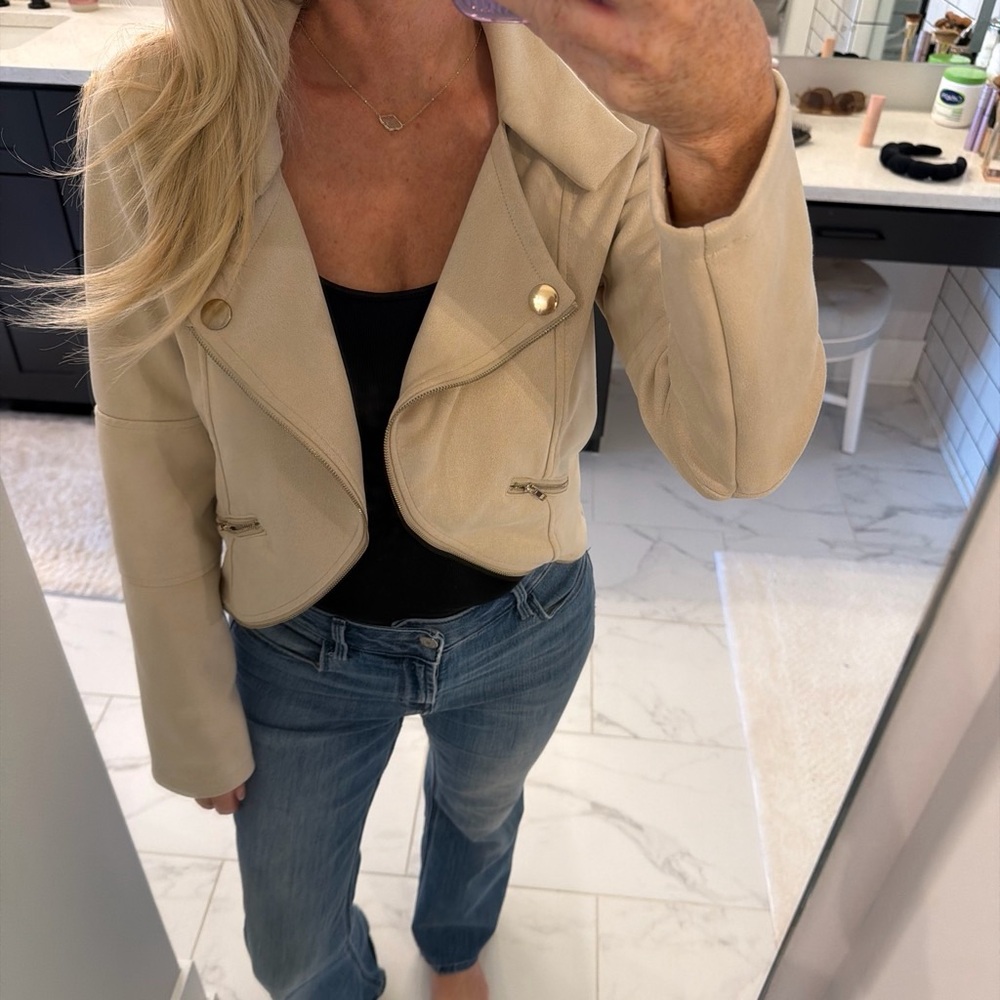 Beige Faux Suede Jacket